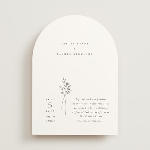 This is a cotton foil stamped wedding invitations with foil pressed by Jennifer Postorino called wildflower printing on signature in standard