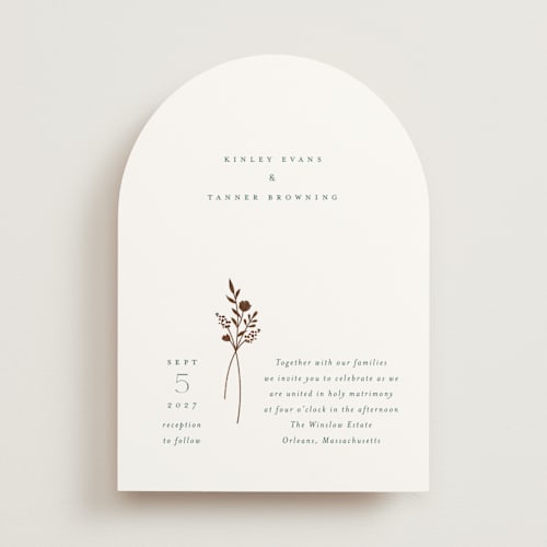 This is a emerald foil stamped wedding invitations with foil pressed by Jennifer Postorino called wildflower printing on signature in standard