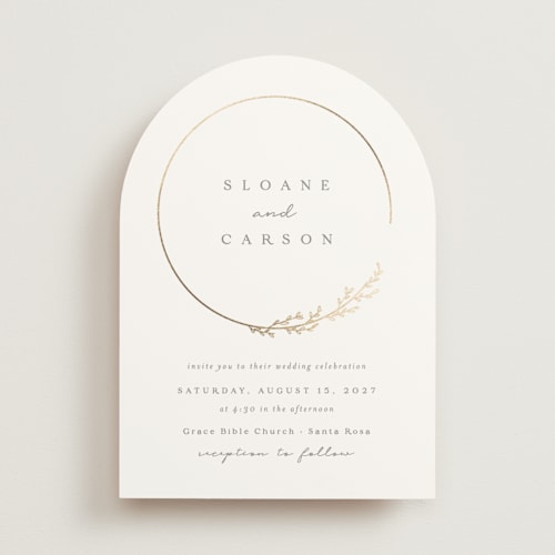 This is a chiffon foil stamped wedding invitations with foil pressed by Brianne Larsen called branched printing on signature in standard