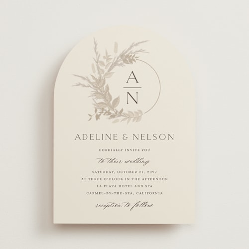 This is a linen wedding invitations with standard by Erin Deegan called preserved fall botanicals printing on signature in standard