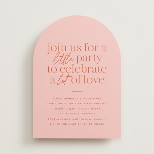 This is a apricot wedding invitations with standard by Jessica Corliss called little party big love printing on signature in standard