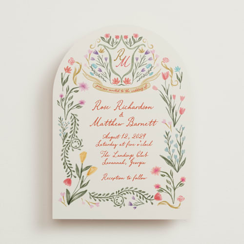 This is a sunset wedding invitations with standard by Maja Cunningham called chantilly printing on signature in standard
