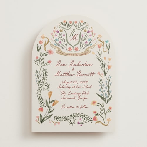 This is a leather wedding invitations with standard by Maja Cunningham called chantilly printing on signature in standard