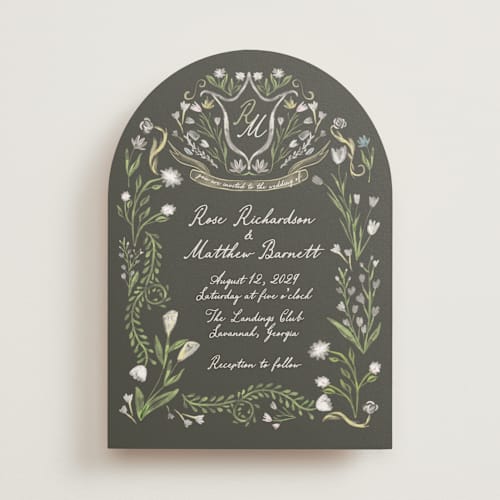 This is a forest wedding invitations with standard by Maja Cunningham called chantilly printing on signature in standard