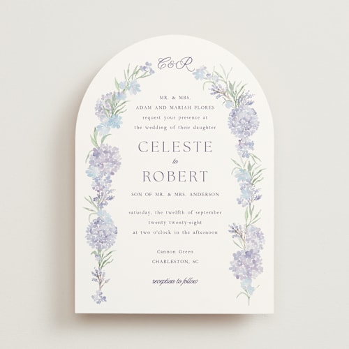 This is a toscana wedding invitations with standard by Claudia Orengo called hydrangea printing on signature in standard