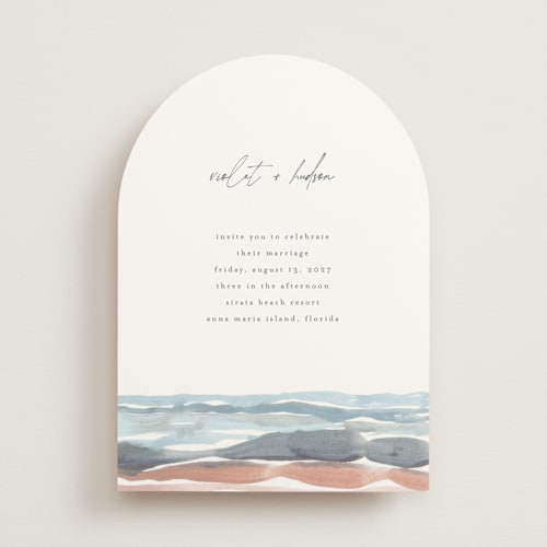 This is a beachy wedding invitations with standard by Pixel and Hank called waves printing on signature in standard