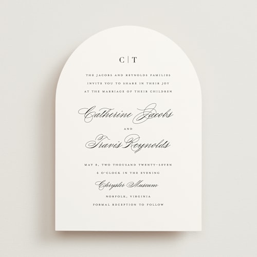 This is a snow wedding invitations with standard by Brandy Folse called classically elegant printing on signature in standard