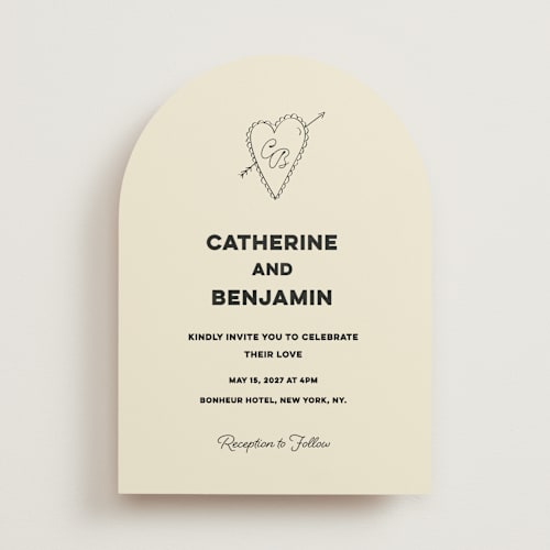 This is a leather wedding invitations with standard by Helena Vitto called crazy little thing called love printing on signature in standard