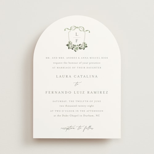 This is a green with envy wedding invitations with standard by Design Lotus called be with you printing on signature in standard