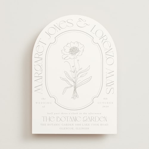 This is a slate wedding invitations with standard by Baumbirdy called flora arch printing on signature in standard