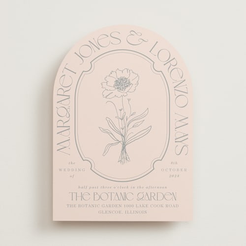 This is a blush wedding invitations with standard by Baumbirdy called flora arch printing on signature in standard