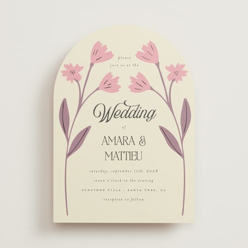 This is a petal wedding invitations with standard by Morgan Kendall called vintage wildflowers printing on signature in standard
