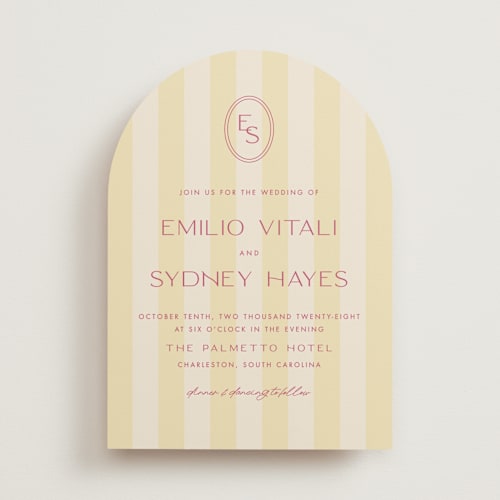 This is a lemon wedding invitations with standard by Ellen Schlegelmilch called palmetto printing on signature in standard