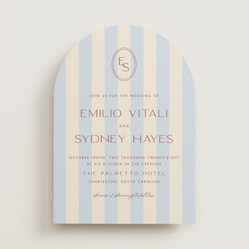 This is a sky wedding invitations with standard by Ellen Schlegelmilch called palmetto printing on signature in standard