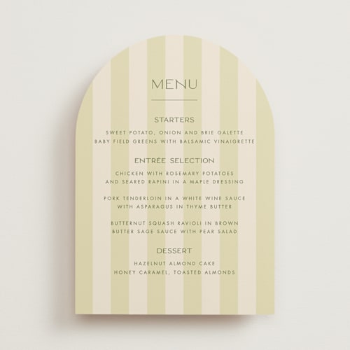 This is a lime menu cards with standard by Ellen Schlegelmilch called palmetto printing on signature in 5x7
