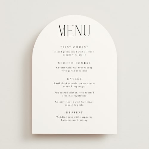 This is a snow menu cards with standard by Katherine Moynagh called bold elegance printing on signature in standard