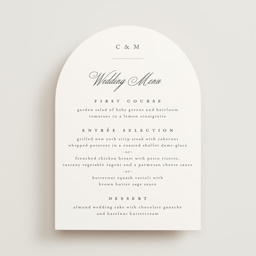 This is a leaf menu cards with standard by Kristie Kern called conley printing on signature in standard