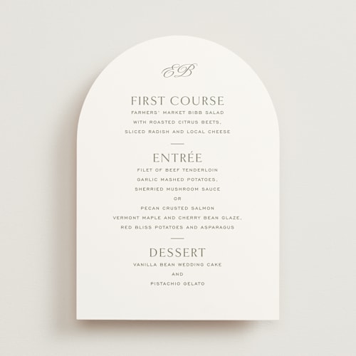 This is a moss menu cards with standard by Megan Davis called boulevard printing on signature in standard