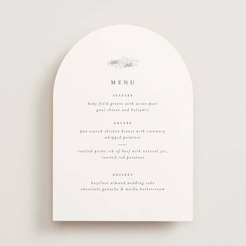 This is a classic white menu cards with standard by Design Lotus called a thousand years printing on signature in standard