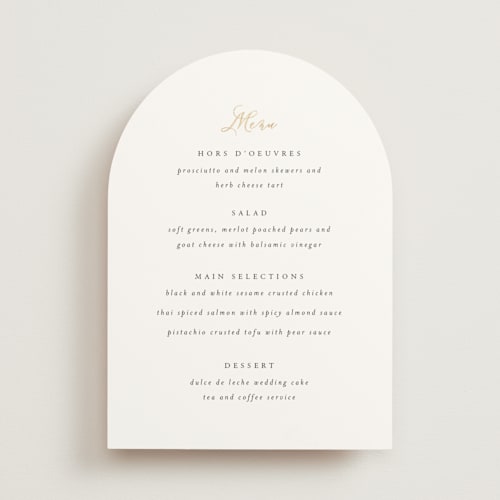 This is a classique menu cards with foil pressed by Design Lotus called you & me printing on signature in 5x7