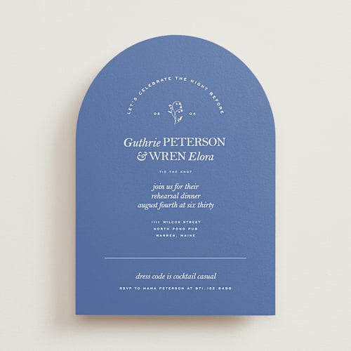 This is a bluebell rehearsal dinner invitations with standard by Bramble Studio called bluebell dinner printing on signature in standard