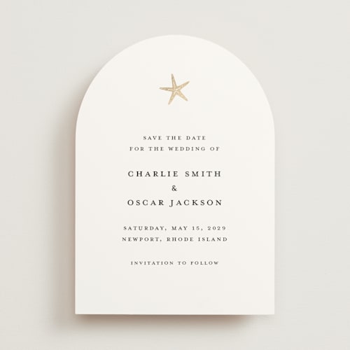 This is a pearl foil stamped save the date cards with foil pressed by Pippa Shaw called lobster printing on signature in standard