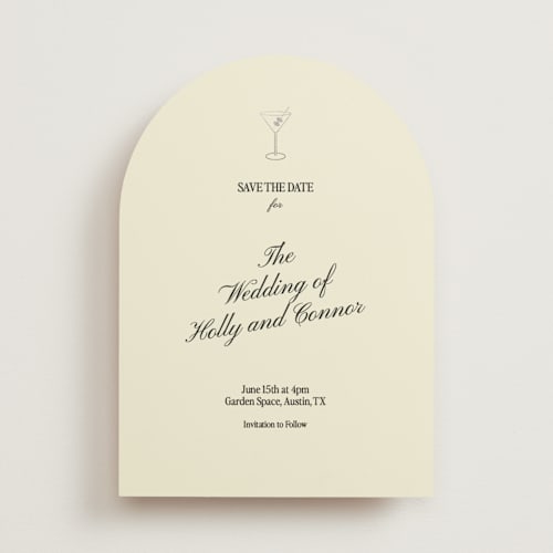 This is a buttercream foil stamped save the date cards with foil pressed by Helena Vitto called elizabeth printing on signature in standard