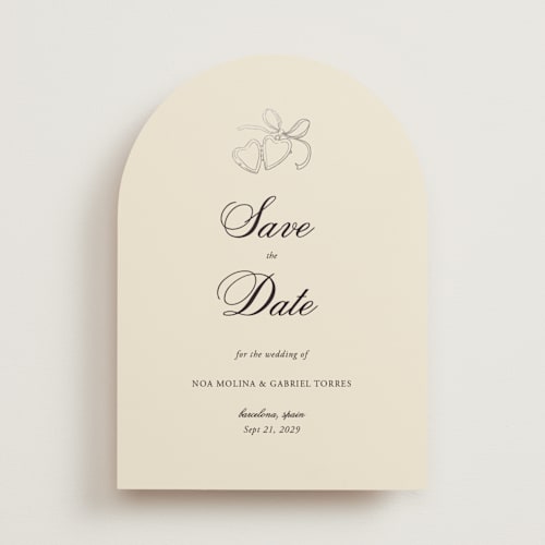 This is a coal foil stamped save the date cards with foil pressed by Ani Somi called locket printing on signature in standard