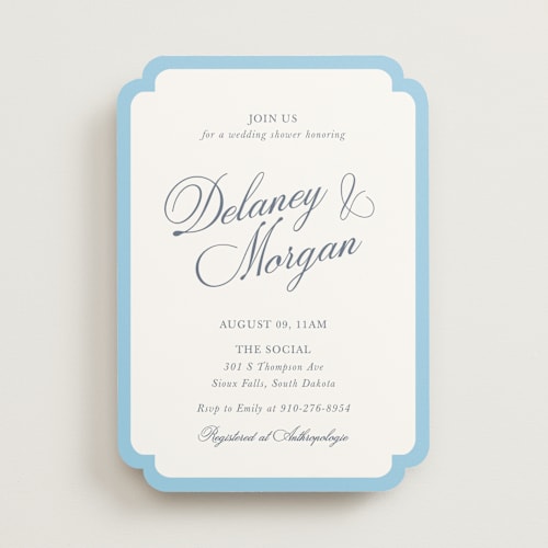 This is a aquatic bridal shower invitations with standard by Cass Loh called classic bold border printing on signature in standard