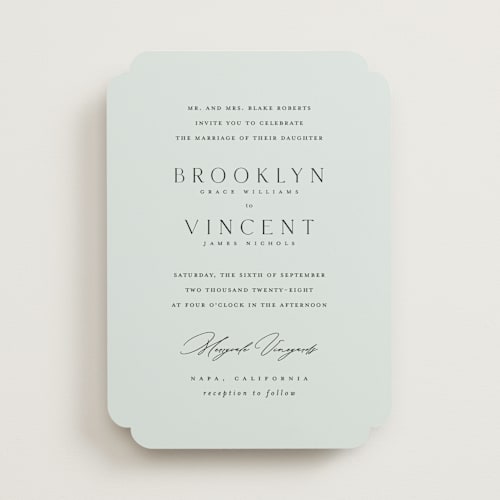 This is a sky wedding invitations with standard by Kelly Schmidt called merryvale printing on signature in standard