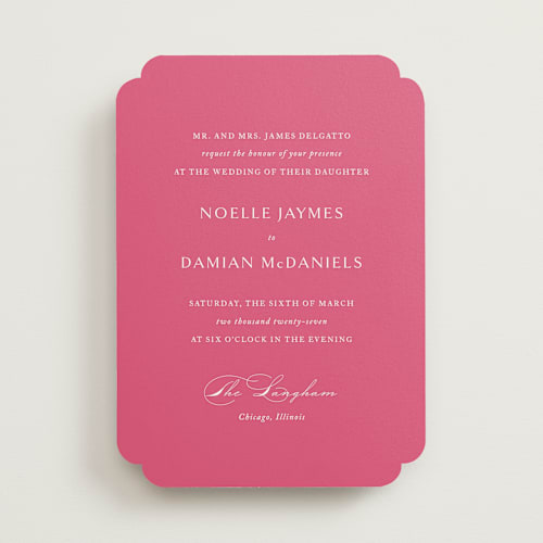 This is a carnation wedding invitations with standard by Jennifer Postorino called everlasting printing on signature in standard
