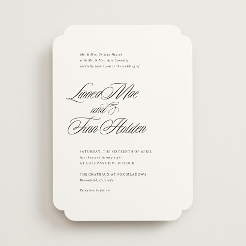 This is a linen wedding invitations with standard by Cindy Reynolds called sophistique printing on signature in standard