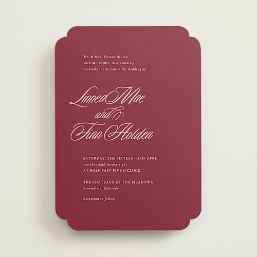 This is a merlot wedding invitations with standard by Cindy Reynolds called sophistique printing on signature in standard