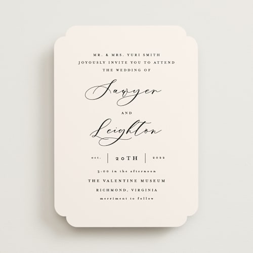 This is a ecru wedding invitations with standard by Carly Reed Walker called eternal printing on signature in standard
