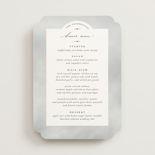 This is a cloud menu cards with standard by Heather Schertzer called panoramic printing on signature in standard