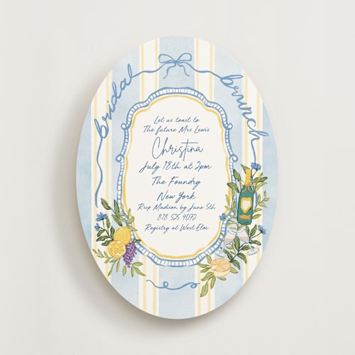 This is a blueberry bridal shower invitations with standard by Elly called lemon printing on signature in standard