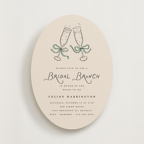 This is a leaf bridal shower invitations with standard by Pixel and Hank called bubbly brunch printing on signature in standard