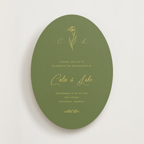 This is a island citrus engagement party invitations with standard by Ani Somi called calia  printing on signature in standard