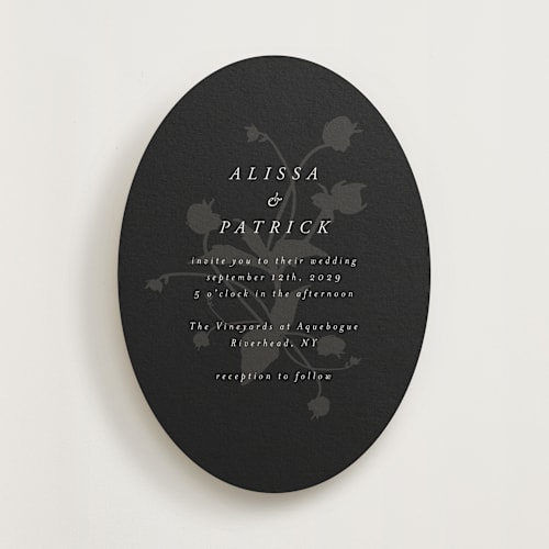 This is a noir wedding invitations with standard by AK Graphics called autumnal printing on signature in standard