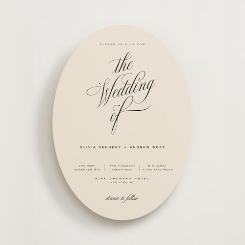 This is a almond wedding invitations with standard by Eric Clegg called modern romance printing on signature in standard