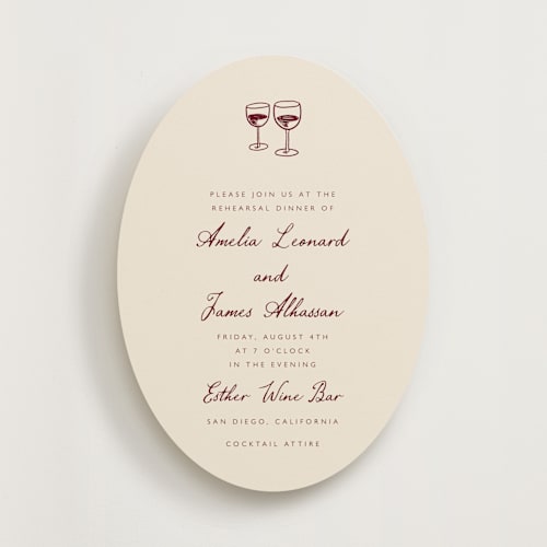 This is a chardonnay rehearsal dinner invitations with standard by Katharine Watson called winery printing on signature in standard
