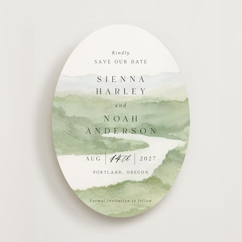 This is a meadow save the date with standard by Elly called the vow printing on signature in standard