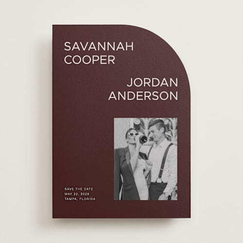 This is a brick save the date with standard by seulghi called you & i printing on recycled smooth signature in standard