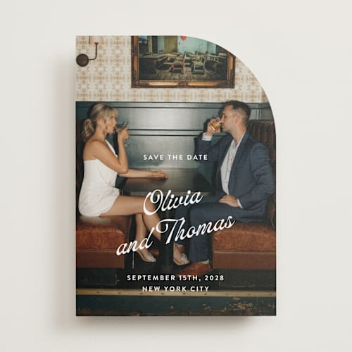 This is a sugar save the date with standard by Paper Raven Co. called manhattan printing on recycled smooth signature in standard