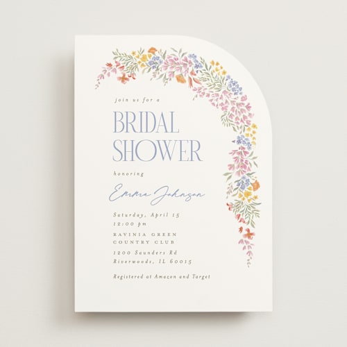 This is a rose quartz bridal shower invitations with standard by Joanna Griffin called dainty flowers printing on signature in standard