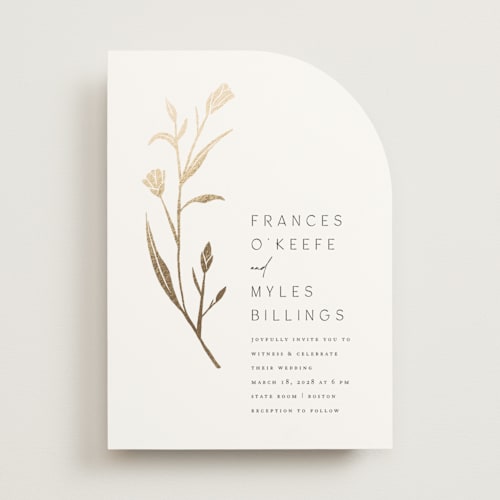 This is a cotton foil stamped wedding invitations with foil pressed by Amy Kross called perennial printing on signature in standard