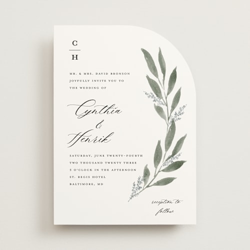This is a heather wedding invitations with standard by Stacey Meacham called pressed foliage printing on signature in standard