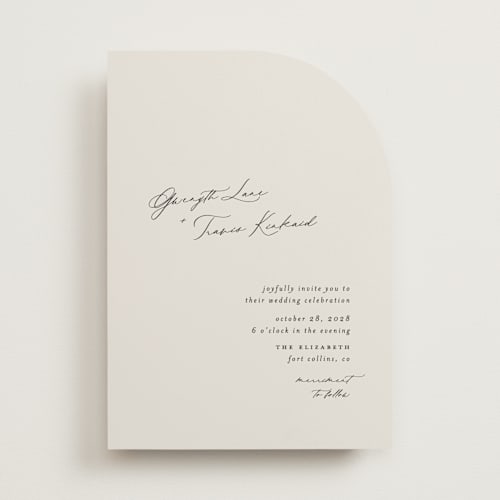 This is a ivory wedding invitations with standard by Carolyn Nicks called kinkaid printing on signature in standard