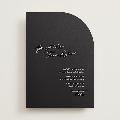 This is a tuxedo wedding invitations with standard by Carolyn Nicks called kinkaid printing on signature in standard