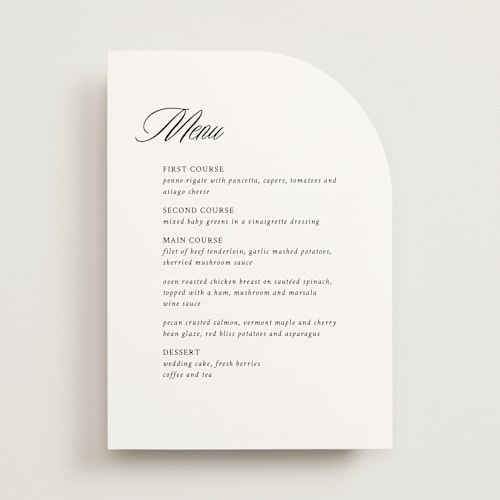 This is a linen menu cards with standard by Cindy Reynolds called sophistique printing on signature in 5x7